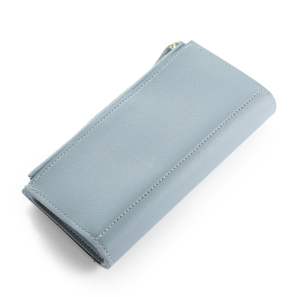 Custom Purse-Blue Personalised Leather Wallet Engraved Photo Long Purse Gifts For Women