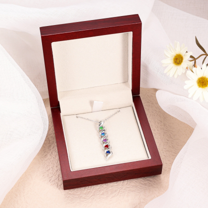 5 Names-Personalised Necklace Cascading Pendant with 5 Birthstones Engraving 5 Names Gifts for Her