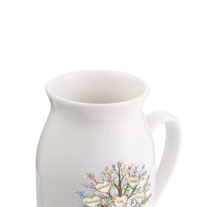 Family Of 5 Custom Names - Personalised Family Tree Ceramic Flower Vase Mother's Day Gift For Mum/Grandma