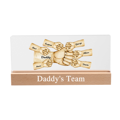 7 Names - Personalised Fist Bump Pattern Table Lamp Customized Text Father's Day Gift for Dad