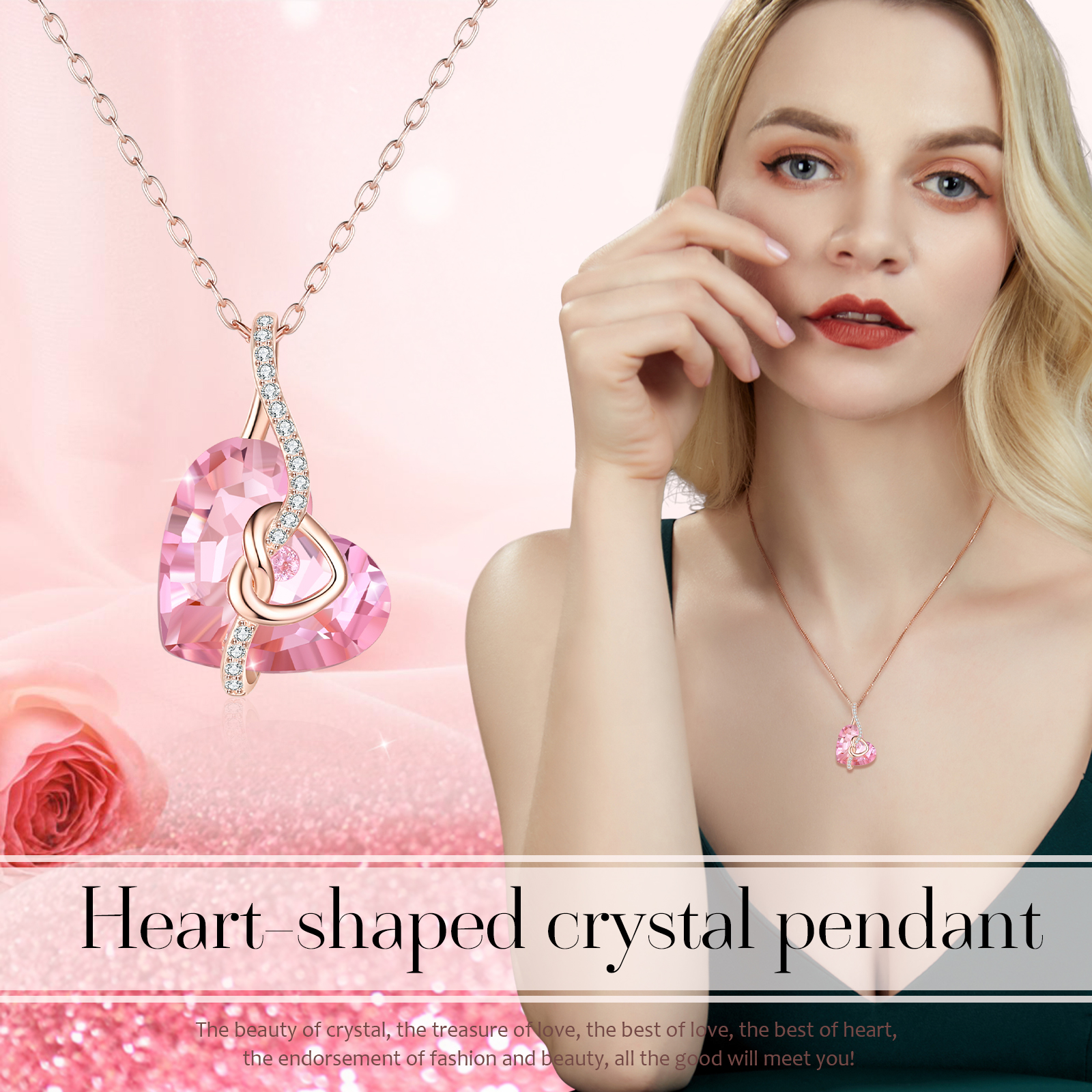 Heart-shaped Crystal Necklace Birthstone Necklace Gifts For Her
