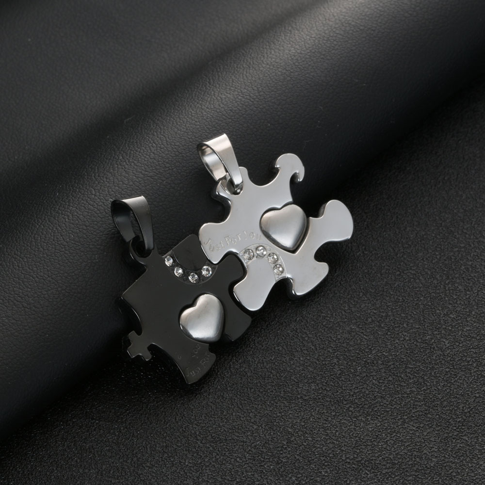 Just For You Couple Matching Necklace Puzzle Heart Necklace Valentines Day Gifts for Women Men