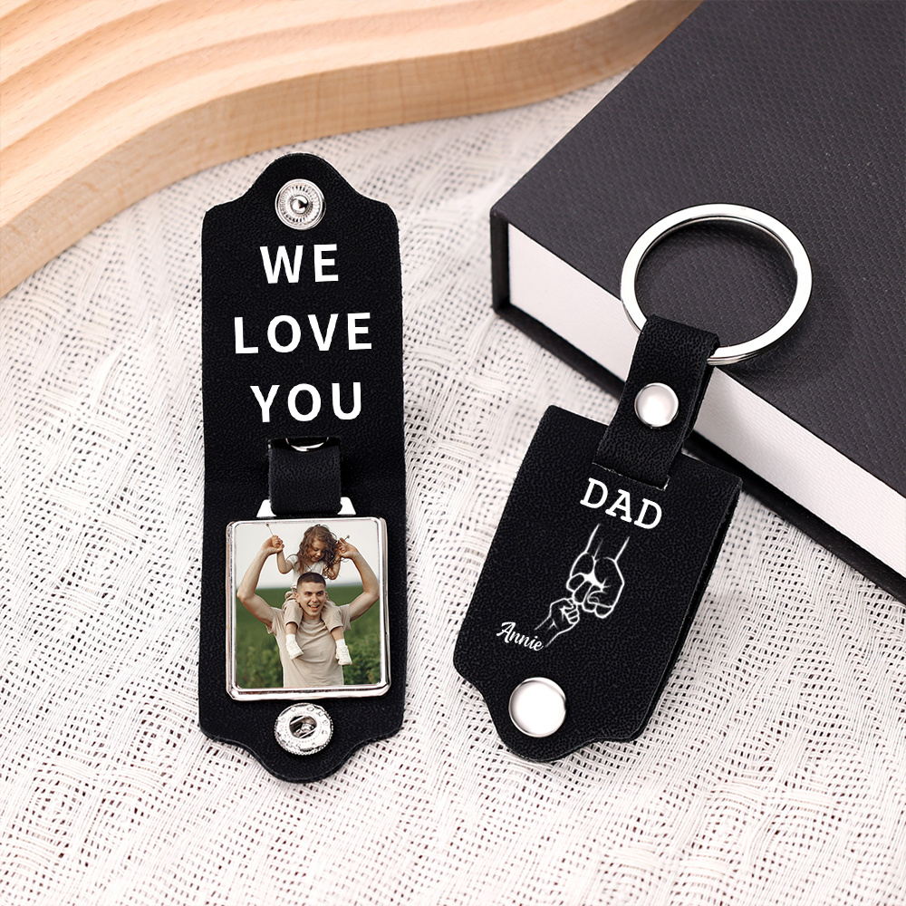 1 Name - Personalised Custom Photo Text Keyring Gift Custom Name for Dad