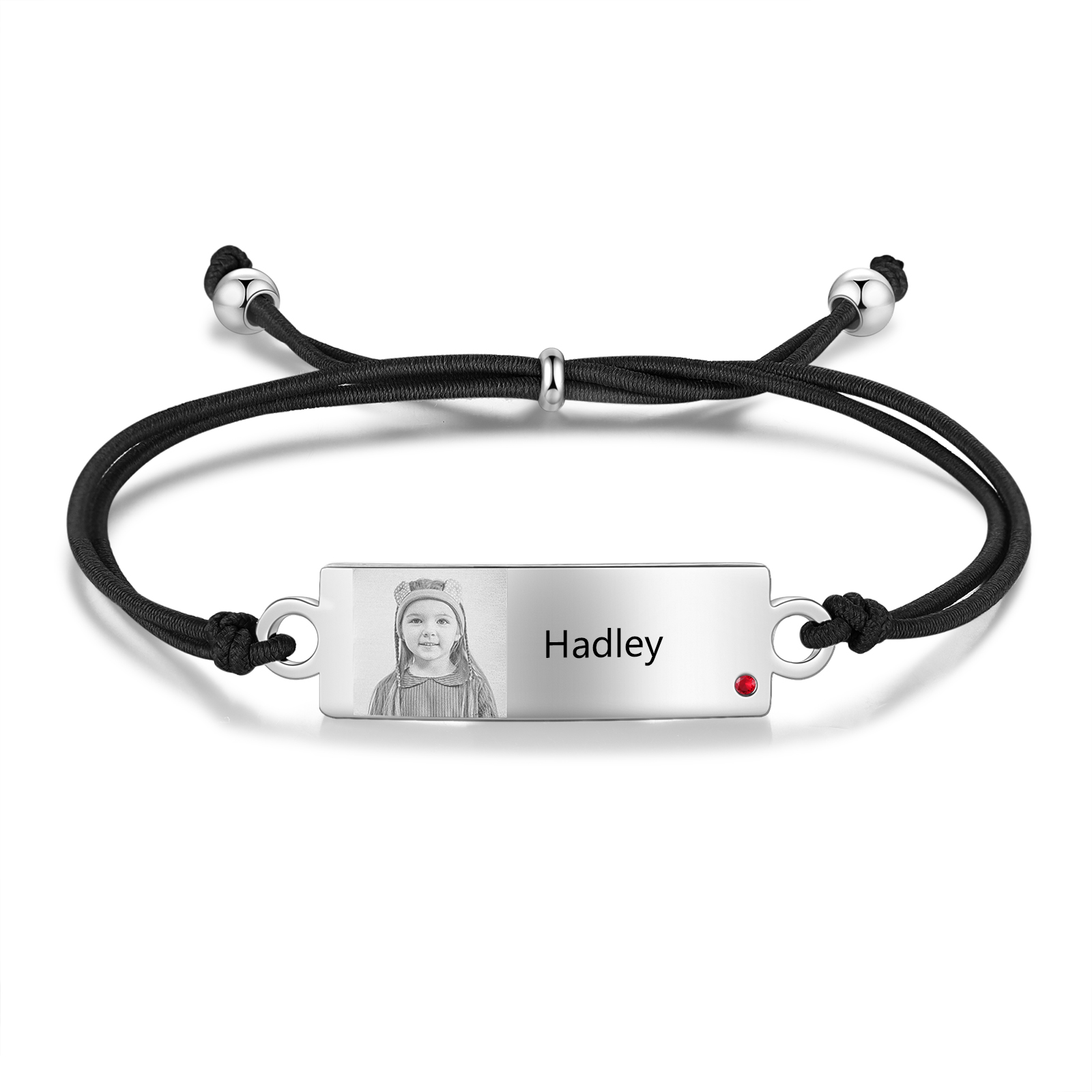 Jessemade UK Personalized Custom Photo & Name & Birthstone Elastic Rope Stainless Steel Bracelet Adjustable Back To School Gift For Children 19.99 m1-b1-n1