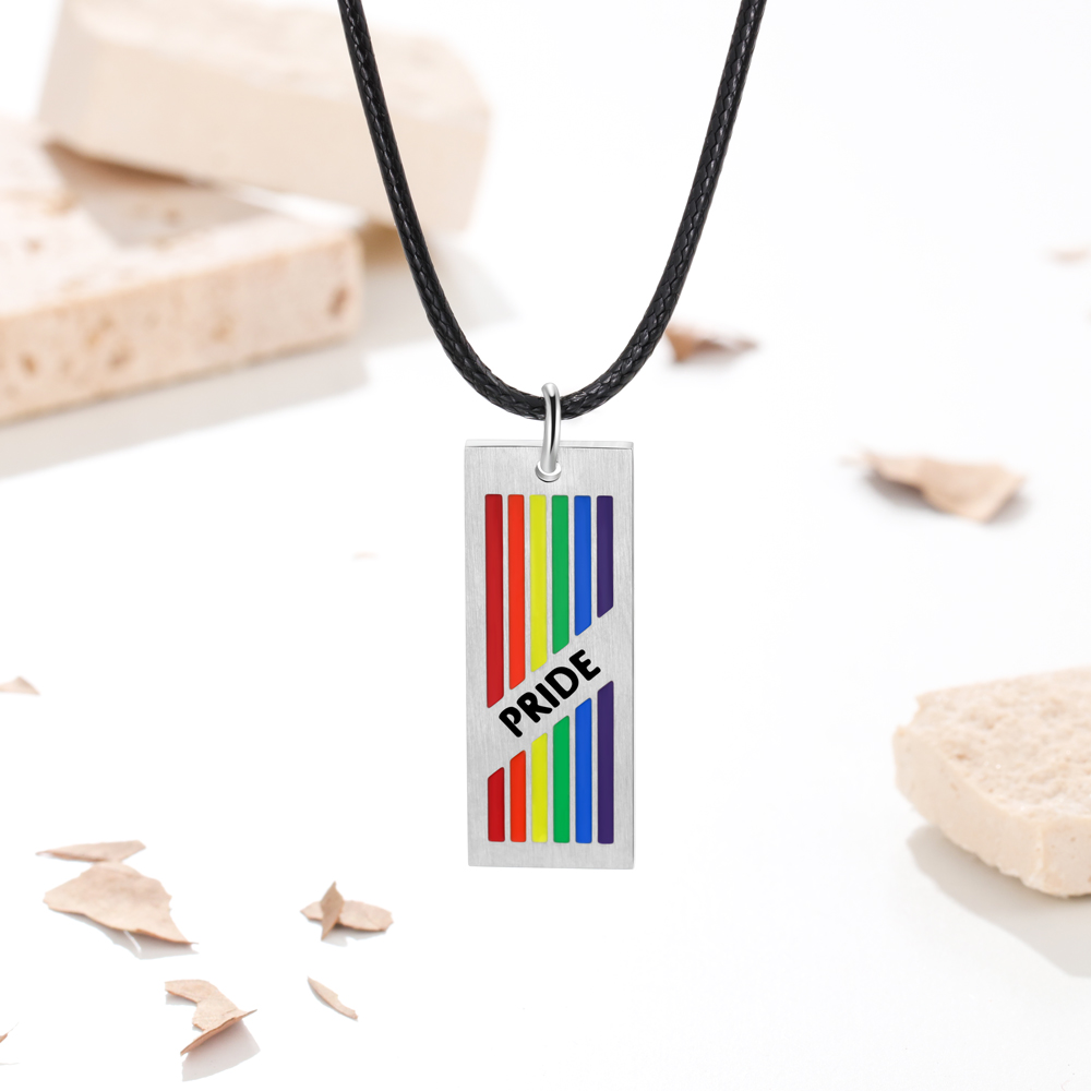 Personalised Rainbow Bar Necklace LGBT Pride Gifts