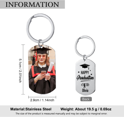 Personalised Name & Photo Exquisite Graduation Keyring Gift For Her/Him-Happy Graduation
