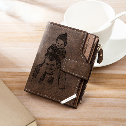 Trifold Wallet Customized Photo, Name and Letters Wallet Personalised Leather Letters Wallet Mens Gift For Him