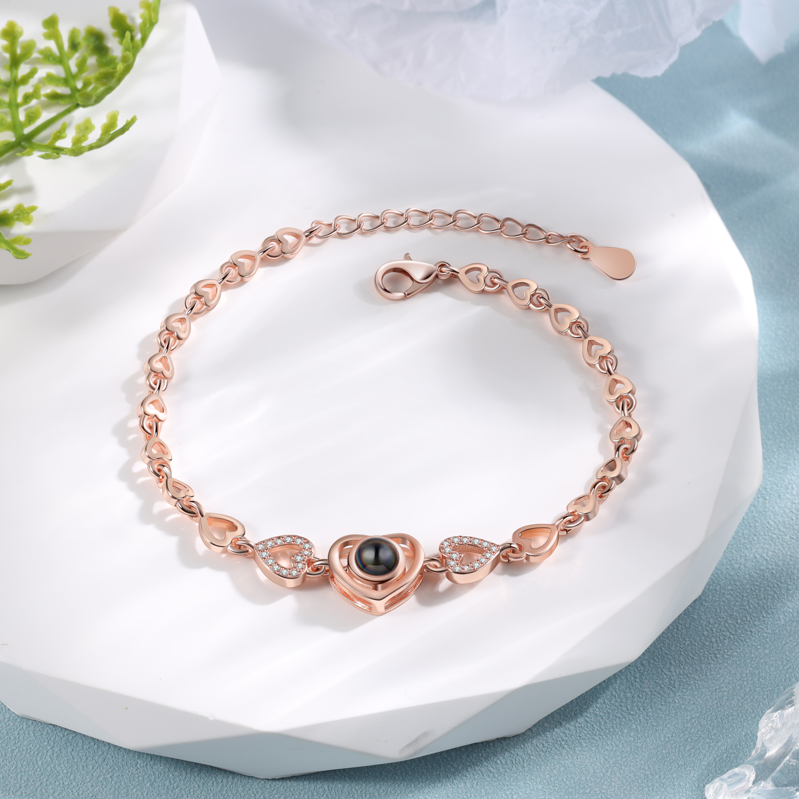 Heart Chain Projection Bracelet Personalised Photo Bracelet Creative Gift for Her Unique Mother's Day Gifts