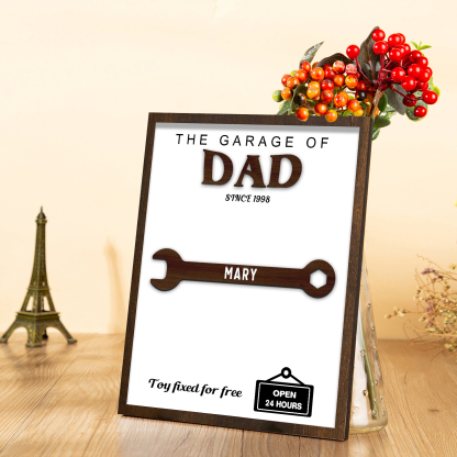 1 Name - Personalised Repair Tool Style Home Photo Frame Wooden Decor Father's Day Gift for Dad
