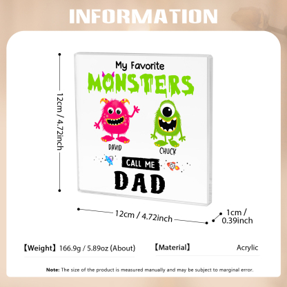 2 Names - Personalised Monster and Shit Style Custom Name Acrylic Ornament Father's Day Gift for Dad