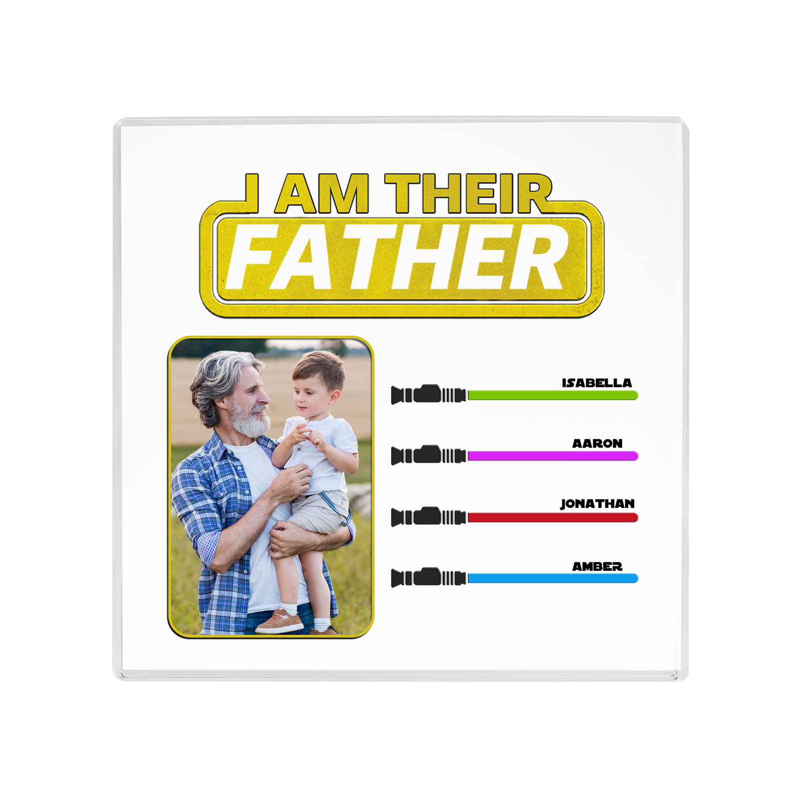 4 Names - Personalised Custom Name & Photo Acrylic Ornament - I AM THEIR FATHER- Father's Day Gift for Dad