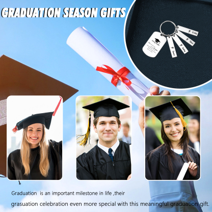 4 Names - Personalised Name Exquisite Graduation Keyring Gift For Her/Him