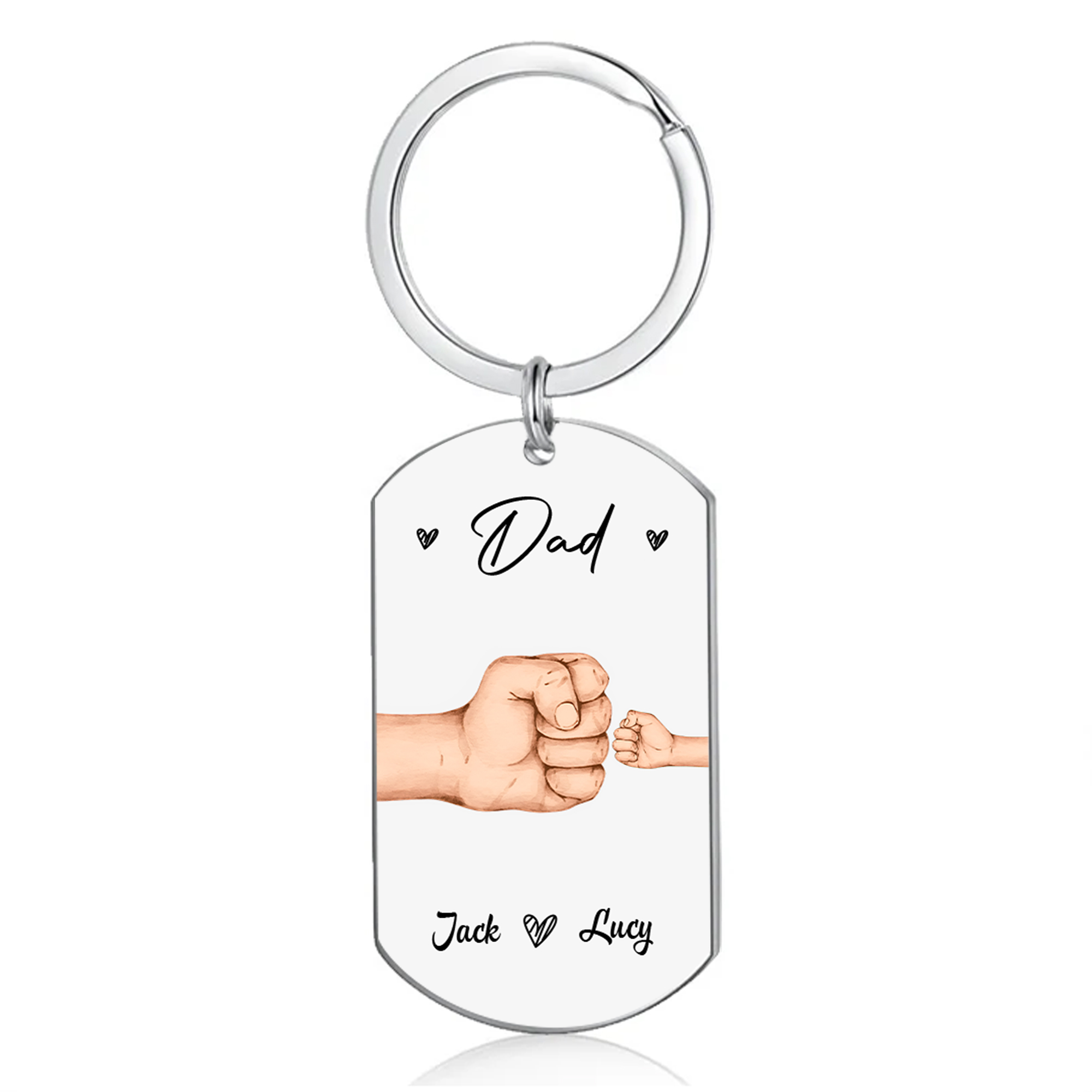 2 Names - Personalised Custom Fist Bump Keyring Gift Custom Name for Dad
