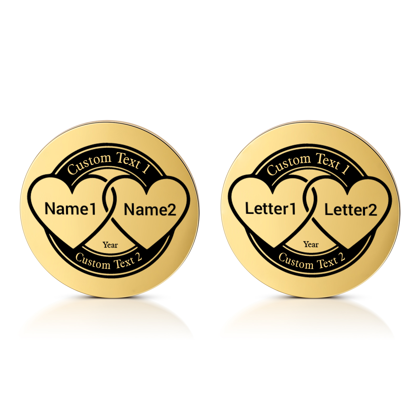 2 PCS Personalized Name Stainless Steel Couple Coin Custom Anniversary Special Gift