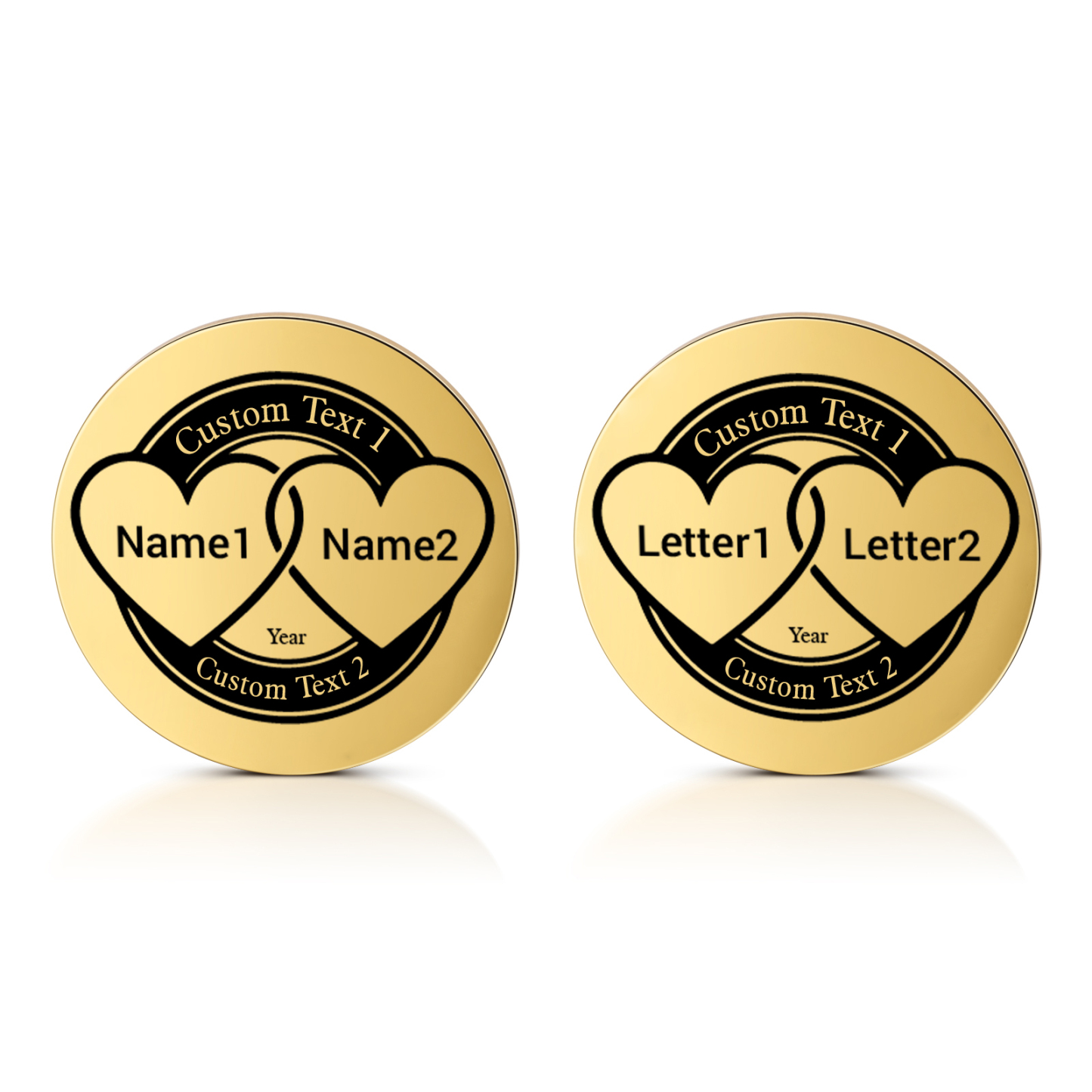 2 PCS Personalized Name Stainless Steel Couple Coin Custom Anniversary Special Gift