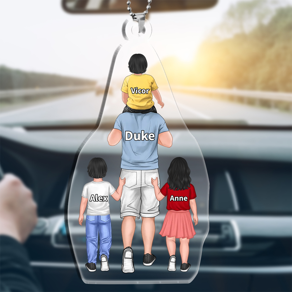 For Dad/Mum - Acrylic Keyring 2-9 Personalised Name Family Decor