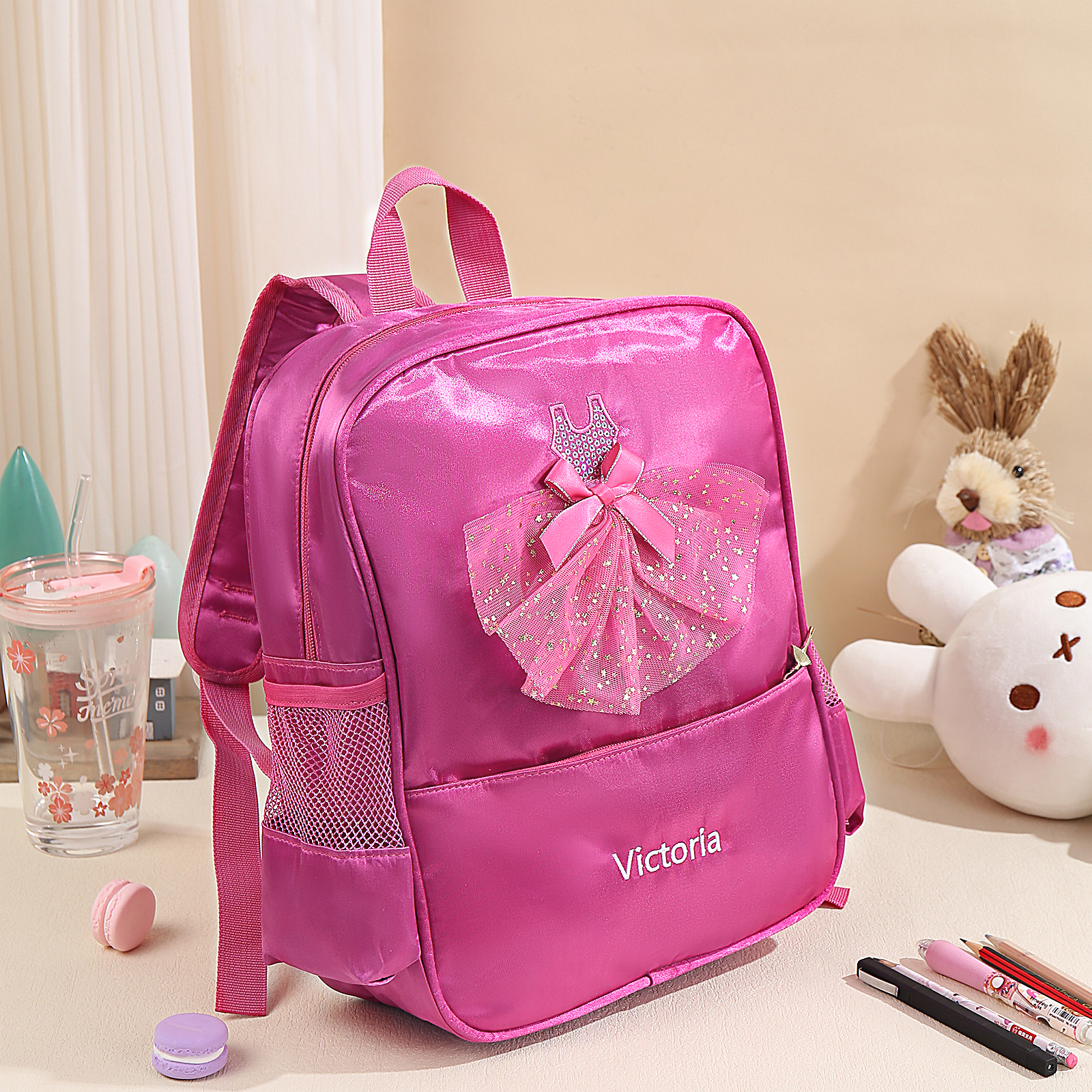 Personalised Name Band Princess Dress Accessories Satin Children Backpack Back To School Gift