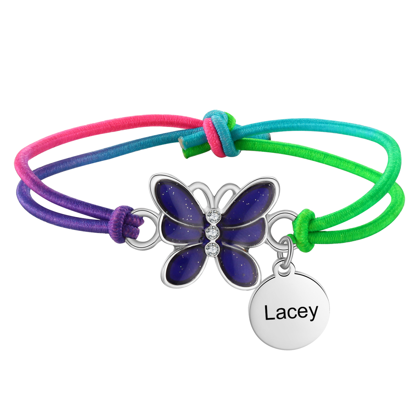 2 PCS Personalised Custom Name Butterfly Elastic Rope Bracelet Back To School Season Children's Gift