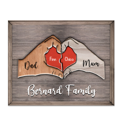 2 Names - Personalised Love Heart Customized Name and Text Wooden Ornament Father's Day Gift for Dad