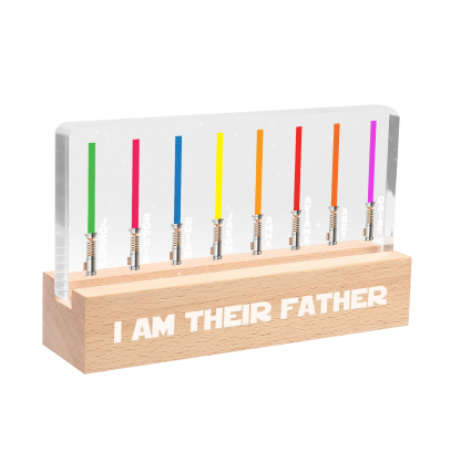 Personalised Star Wars Logo Father's Day Gift - I'm Their Dad - Table Lamp with 8 Names