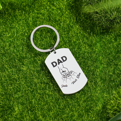 1-3 Names-Personalised Dad's Football Team Fist Keychain Custom Names Gift For Dad/Grandad