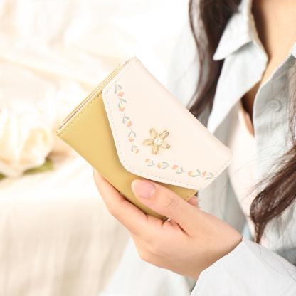 Custom Purse-Women's Personalised Photo PU Leather Flower Folding Wallet for Her