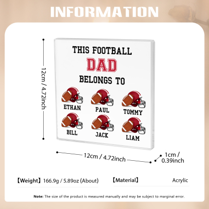 6 Names -Personalised Football Acrylic Keepsake Customized Name Acrylic Plaque Ornament Father's Day Gift for Dad