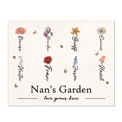Personalised 1-12 Birth Flower Board Painting, Customized Name, Exquisite Wooden Decorations For Grandma