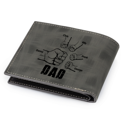 5 Names - Personalised Photo Custom Leather Men's Wallet as a Father's Day Gift for Dad
