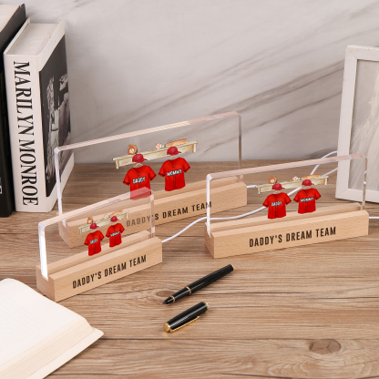 2 Names - Personalised Baseball Jersey Desk Lamp - Dad's Dream Team - Father's Day Gift for Dad