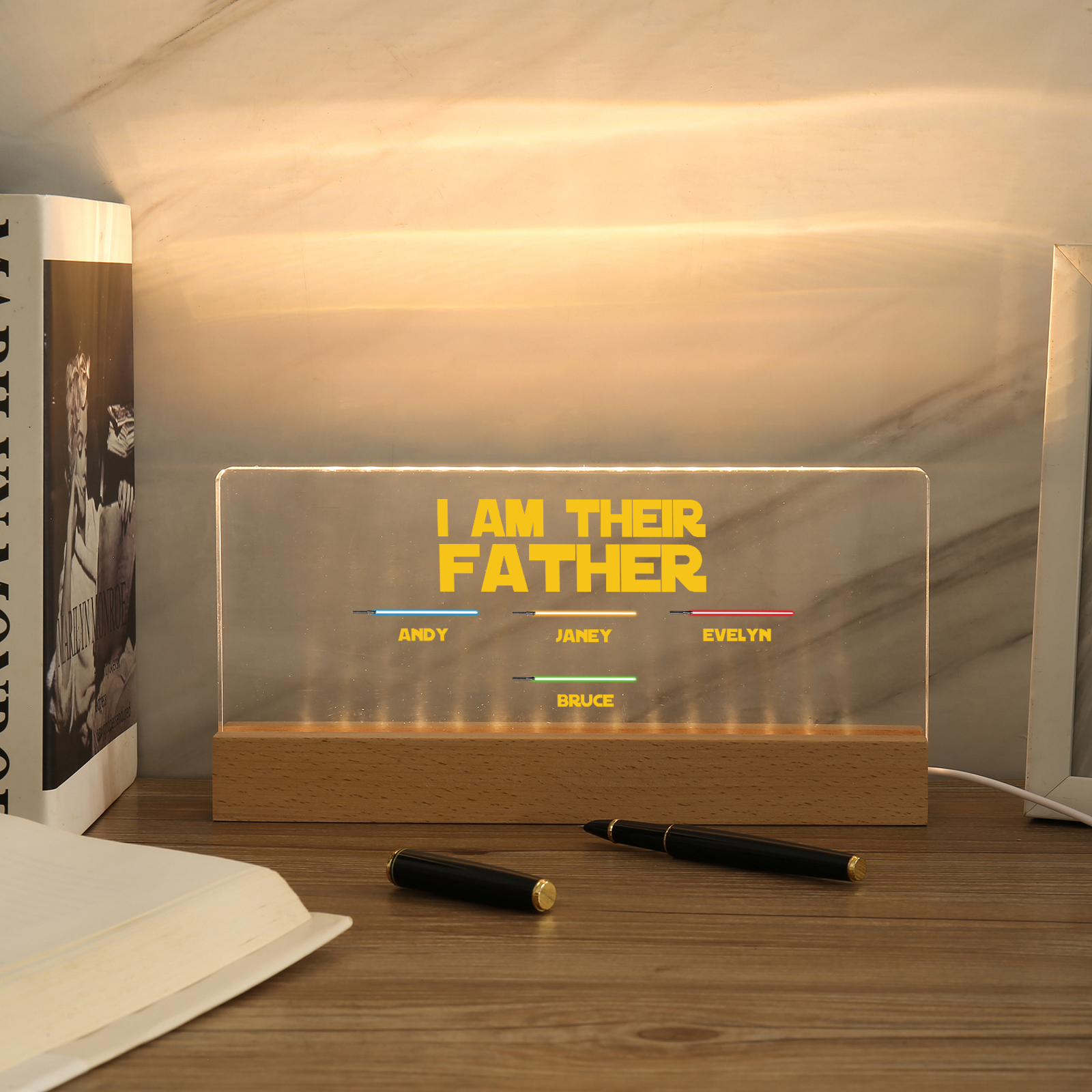 4 Names-Personalised Star Wars Logo Table Lamp-I am their dad-Father's Day Gift For Dad