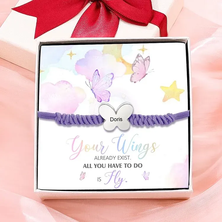 Butterfly Adjustable Bracelet Custom Name Bracelet Gift for Daughter Granddaughter - Your Wings Always Exist, All You Have To Do Is Fly