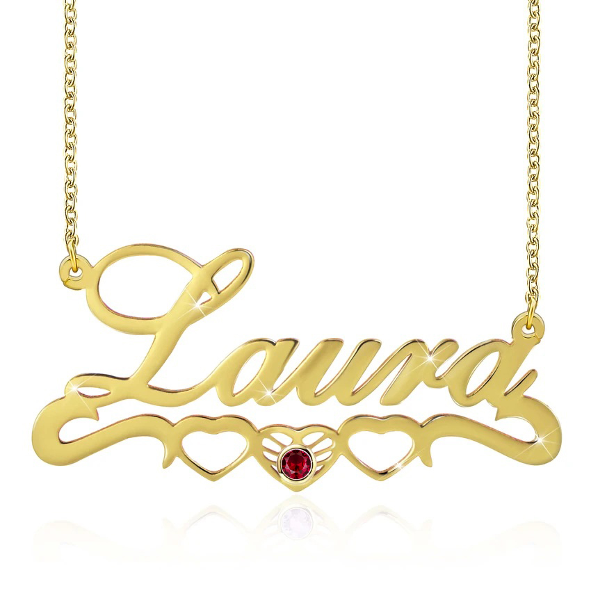 Personalised Necklace With Birthstone Custom 1 Name Necklace Gift For Women