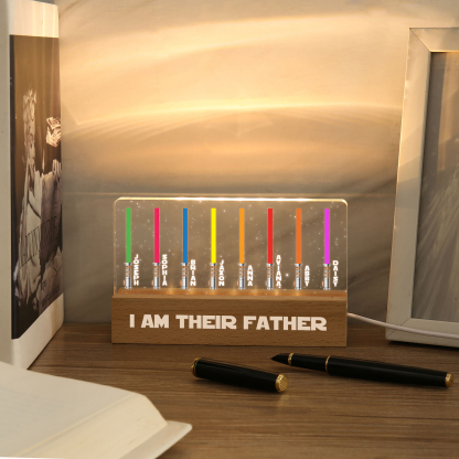 Personalised Star Wars Logo Father's Day Gift - I'm Their Dad - Table Lamp with 8 Names