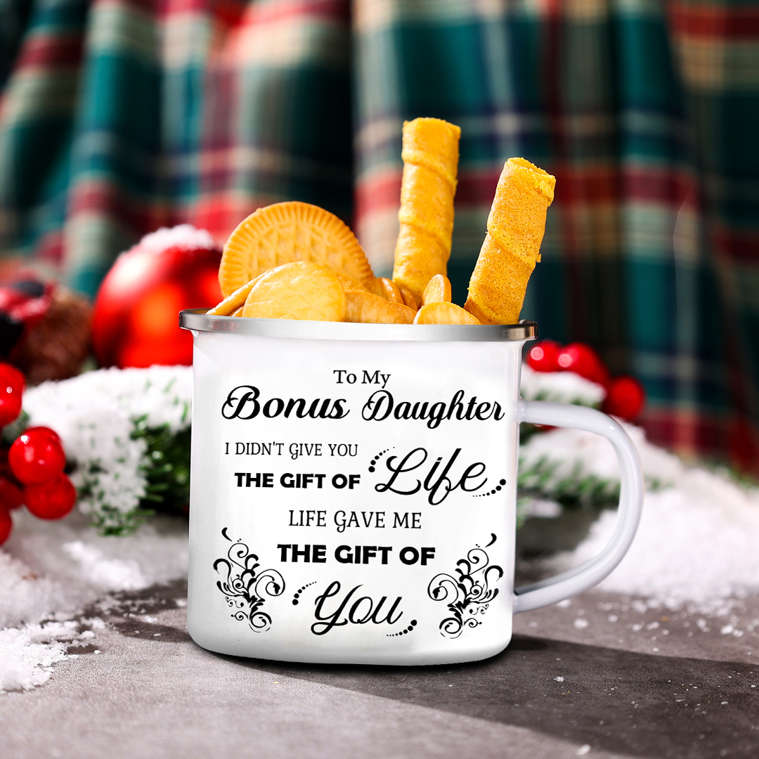 To My Bonus Daughter Mug Set With Gift Box Christmas Birthday Gift Ceramic Coffee Mug for Daughter