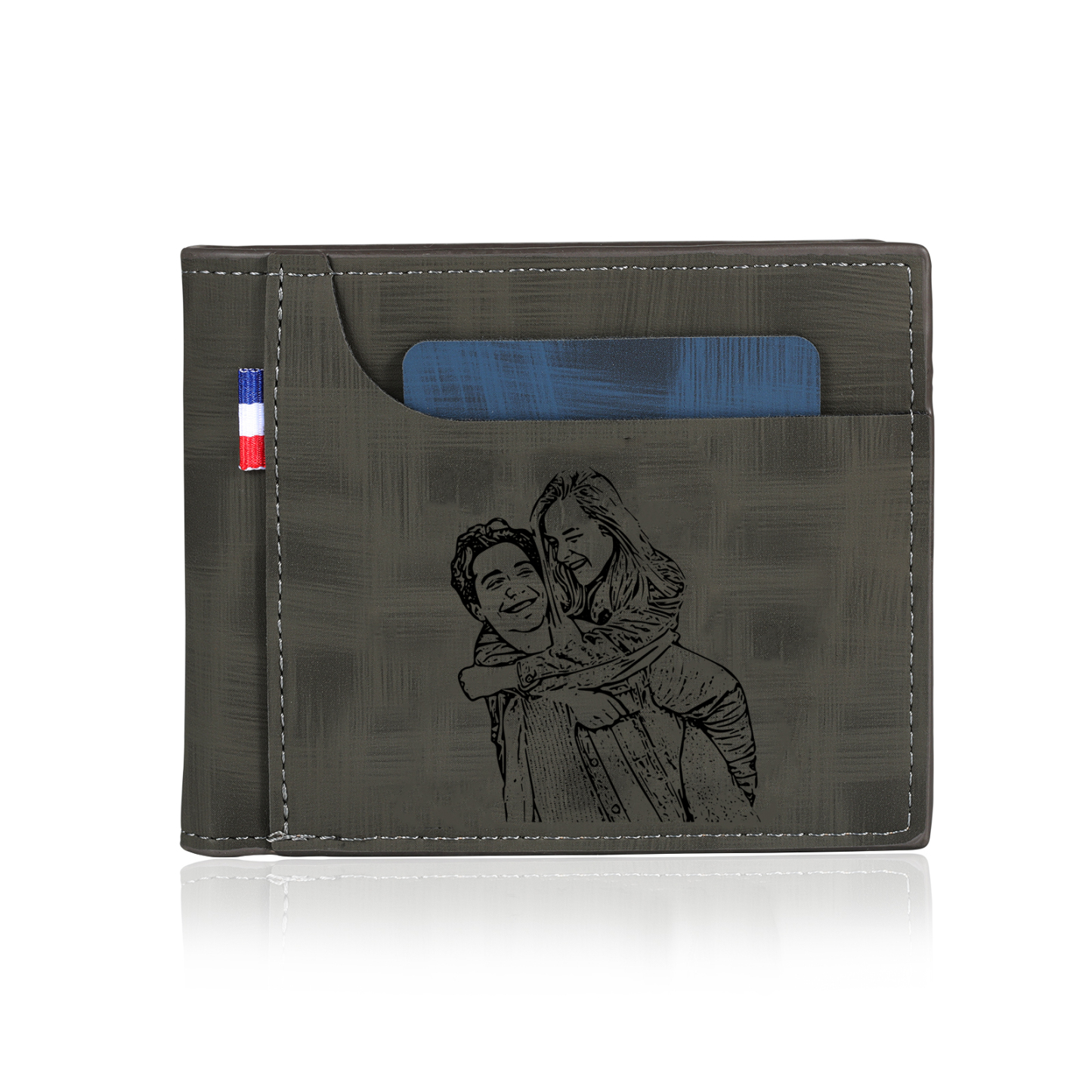 Personalized Custom Photo Leather Men's Wallet Custom Name Folding Wallet for Dad