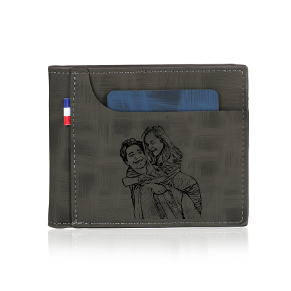 Personalized Custom Photo Leather Men's Wallet Custom Name Folding Wallet for Dad