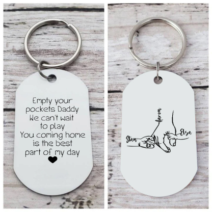 3 Names - Personalised Father Name Holding Keyring Customized Name Keyring Gift for Dad