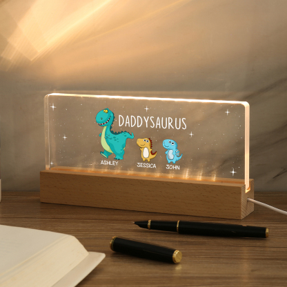3 Names - Personalised Cute Dinosaur Pattern Beautiful Table Lamp Father's Day Gift for Dad