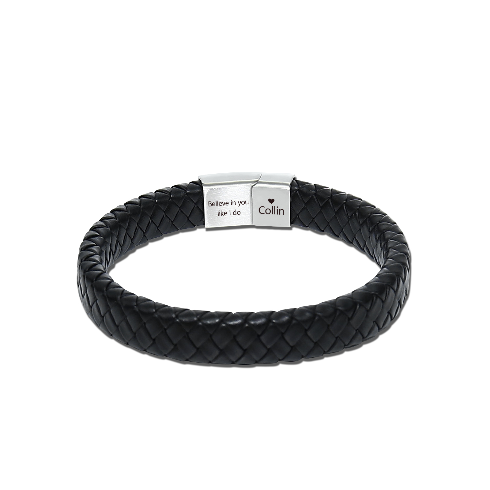 Personalised 2 Names and 2 Texts Leather Bracelet Men's Bracelet Father's Day Gift for Dad