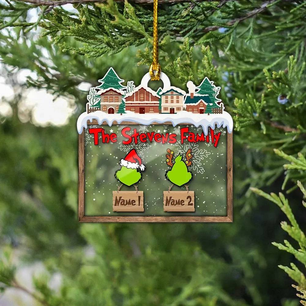 MERRY GRINCHMAS Grinch Personalized Christmas Ornament Engraved 2 Names Gifts For Family