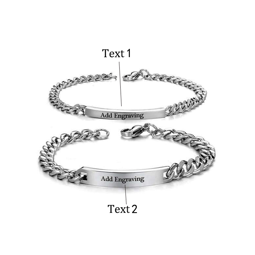 Personalised Cuban Chain Couple Bracelets Custom Names Matching Bracelet Love Gifts