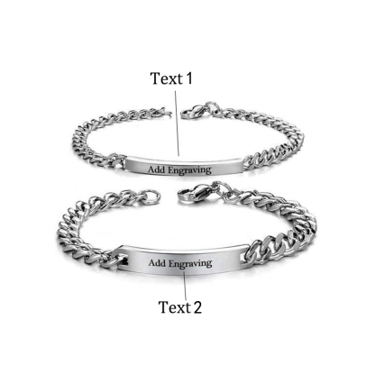 Personalised Cuban Chain Couple Bracelets Custom Names Matching Bracelet Love Gifts