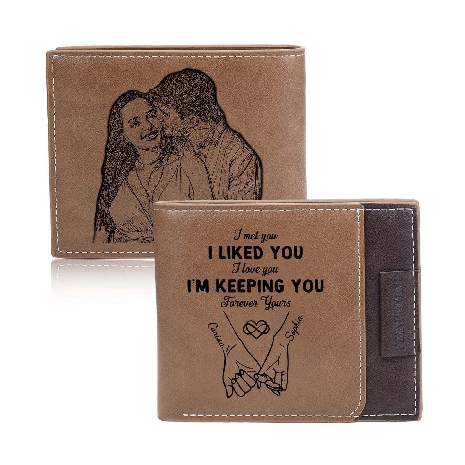 Personalised Photo Leather Wallet Customisable Romantic Gift for Anniversary Birthday Christmas for Boyfriend Husband Partner | Jessemade