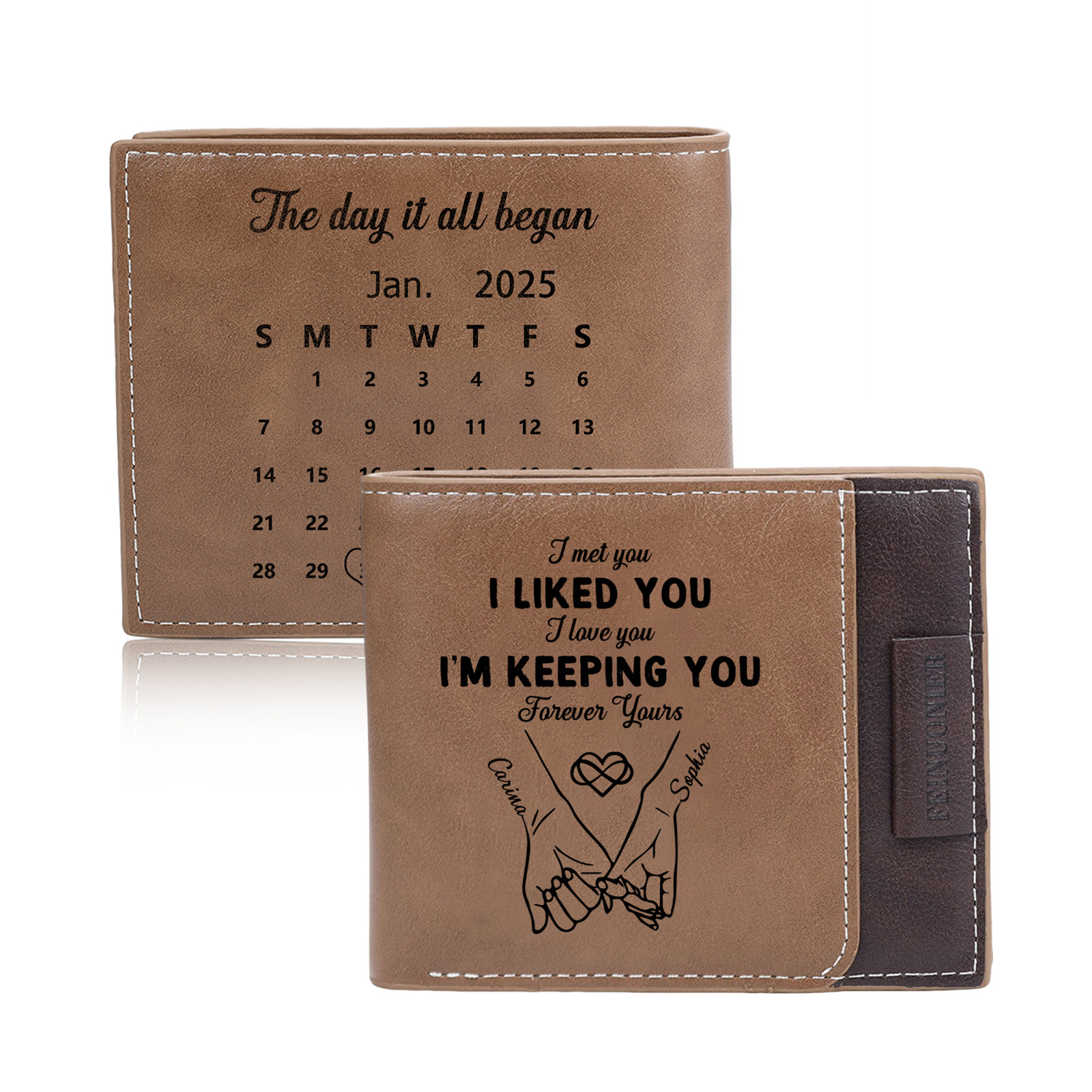 Personalised Couple Photo Leather Wallet For Men