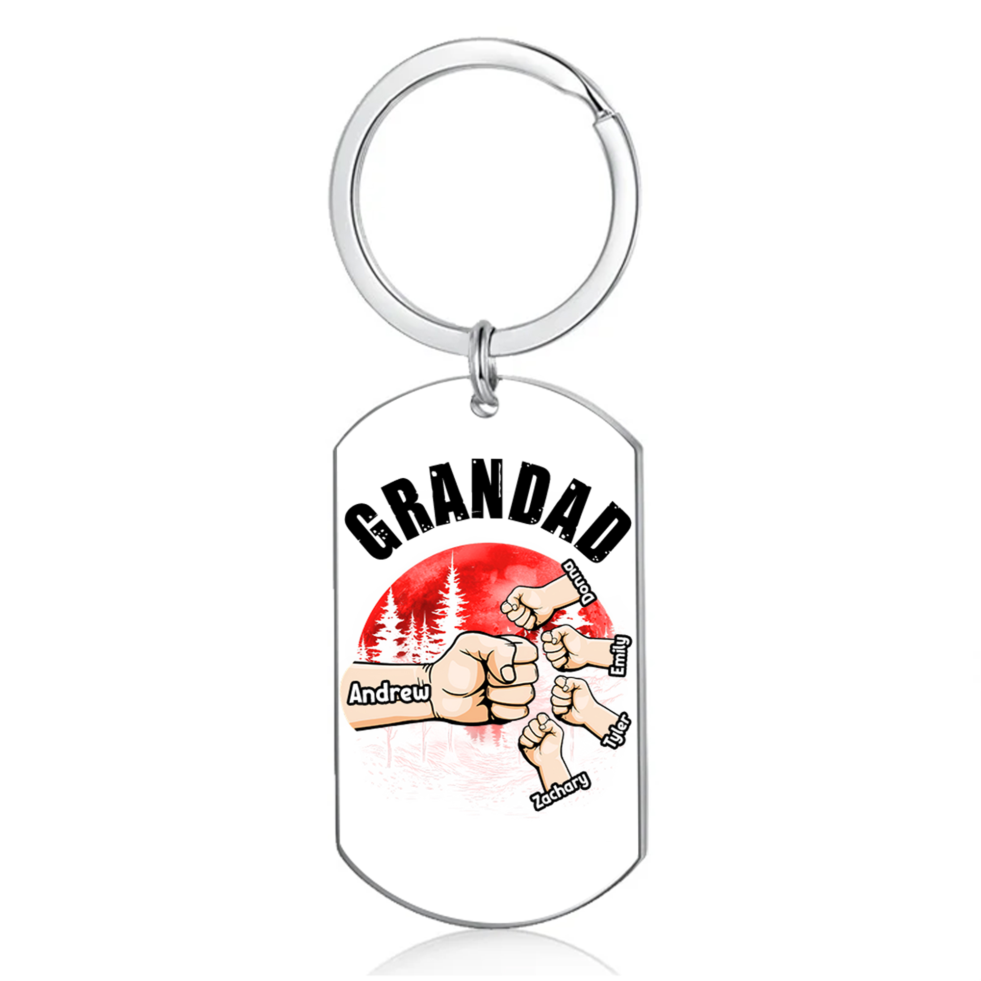 5 Names - Personalised Custom Fist Bump Keyring Mangrove Style Keyring Gift for Dad
