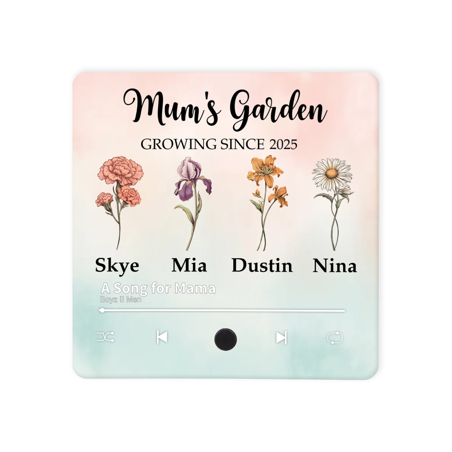 Personalised Photo Music Fridge Magnet, Custom 4 Names and 1 Song Name- Cherish Memories Gift for Couple | Jessemade