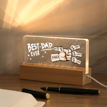 5 Names - Personalised Fist Bump Lamp - Best Dad Ever - Father's Day Gift for Dad