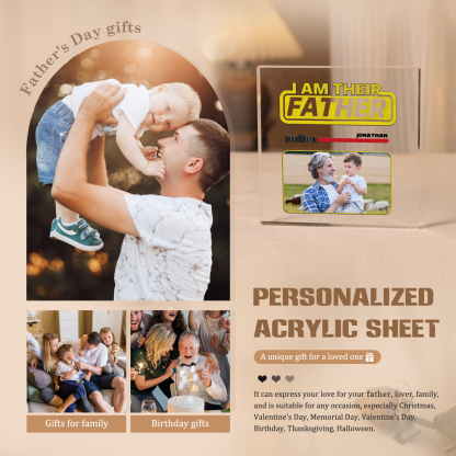 1 Name - Personalised Custom Name & Photo Acrylic Ornament - I AM THEIR FATHER- Father's Day Gift for Dad