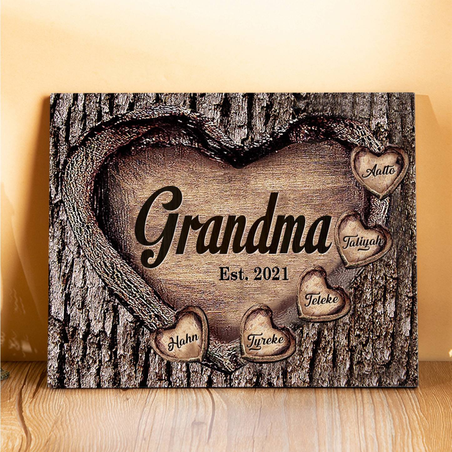 5 Names-Nan/Nana/Nanny/Grandma/Mam/Mum Personalised Name Wooden Ornament Custom Text And Date Home Decoration for Family